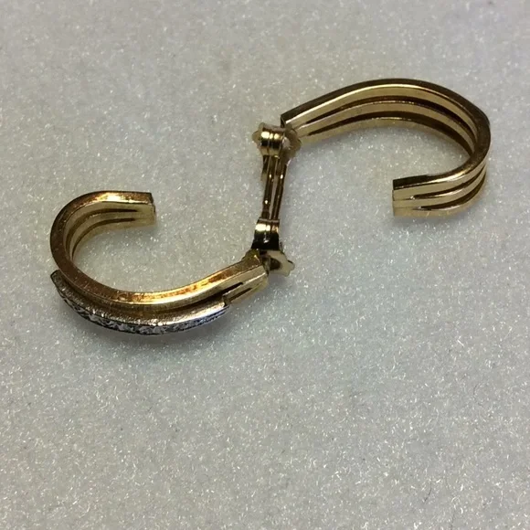 FINAL SALE PRICE 2 Pairs of 14K Triple Dia Earrings + Monet Hoops - Picture 4 of 8